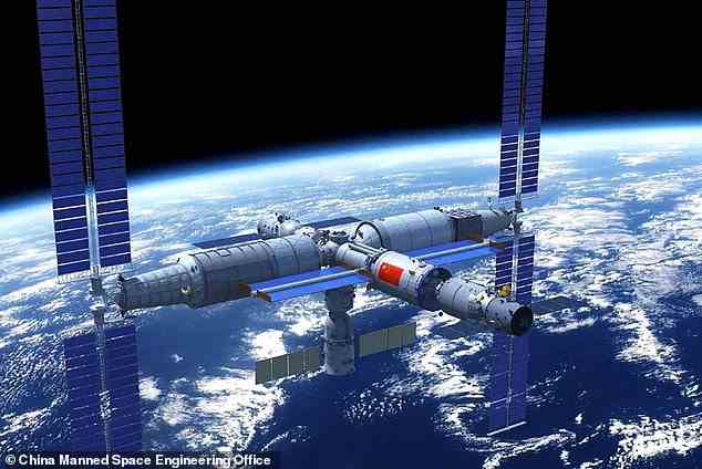 Die derzeit im Bau befindliche Raumstation Tiangong ist in dieser künstlerischen Darstellung zu sehen (Dateifoto)