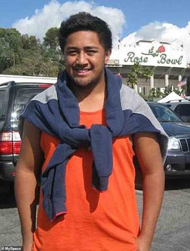 Te'o, now 31, made headlines after it was revealed in early 2013 that the woman he thought to be his girlfriend was actually a man named Ronaiah Tuiasosopo (pictured in 2012)