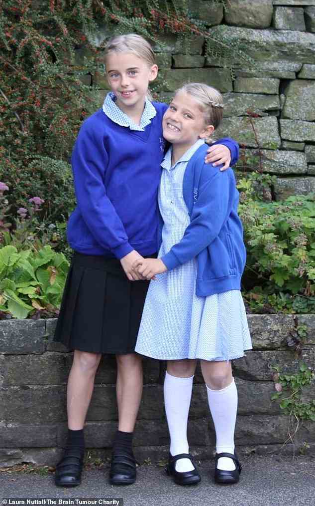 Laura (pictured as a child with her sister Gracie) has thanked her family for their support throughout her cancer battle