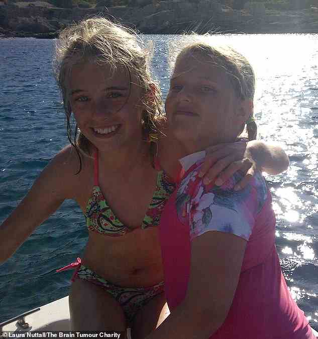 Laura (pictured as a child with her sister Gracie) has been fundraising to pay for pioneering treatment in Germany