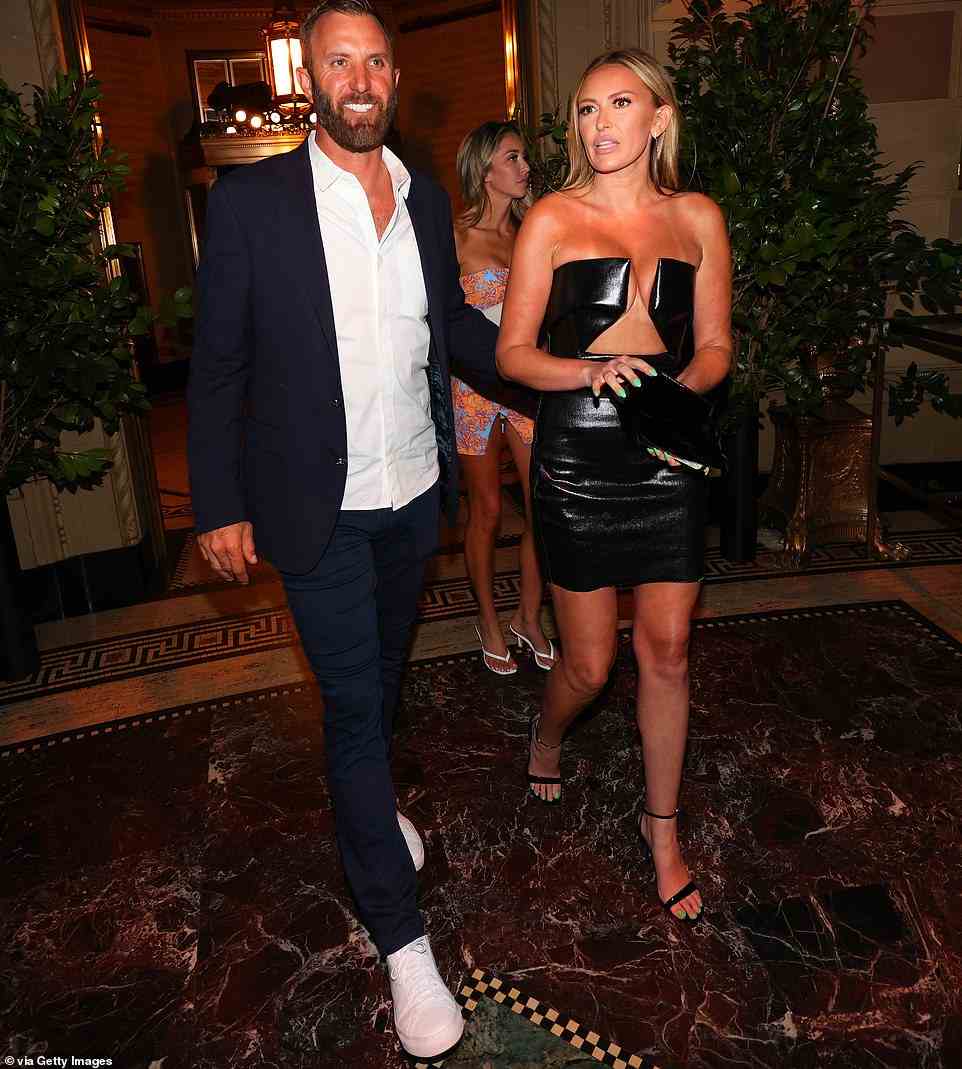 Golfer Dustin Johnson with his new wife Paulina Gretzky at the Gotham Hall welcome party in New York City last night