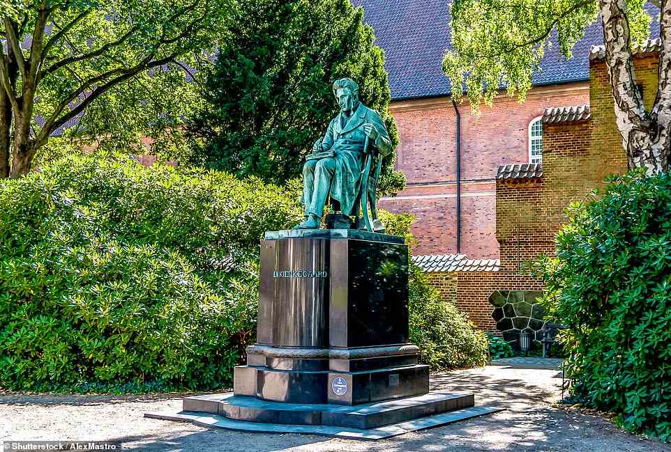 Pictured is the bronze statue of prolific Danish philosopher Soren Kierkegaard that can be found among the greenery in the Royal Library Garden