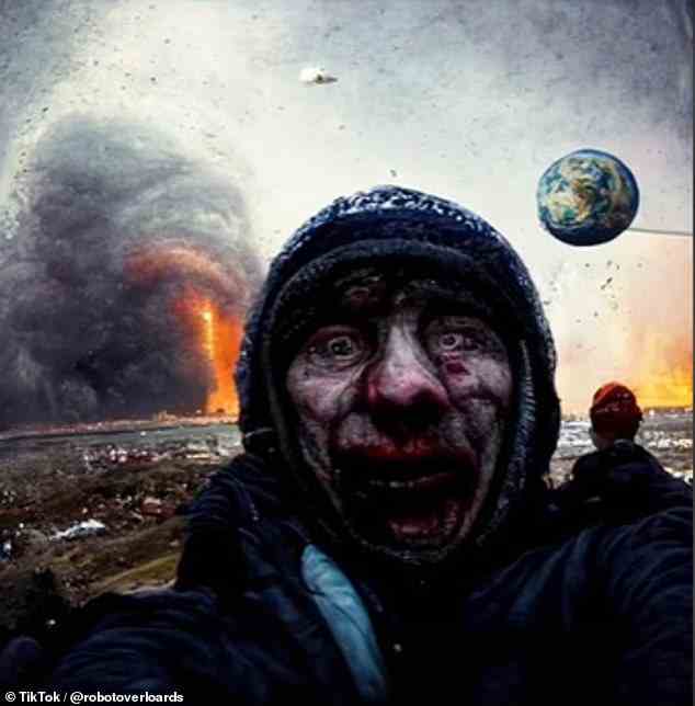 Die letzten Selfies zeigen auch Menschen mit blutverschmierten Gesichtern und brennende Städte