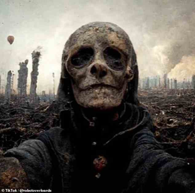 Einige der verstörenden Selfies sehen auch aus wie ein Zombie mit fehlenden Augen und Haut