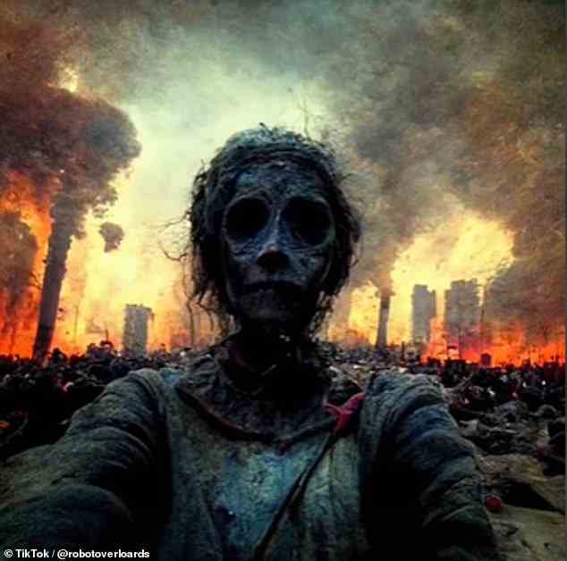 Die alptraumhaften Bilder, die Zombies vor brennenden Städten zeigen, wurden von DALL-E AI erstellt
