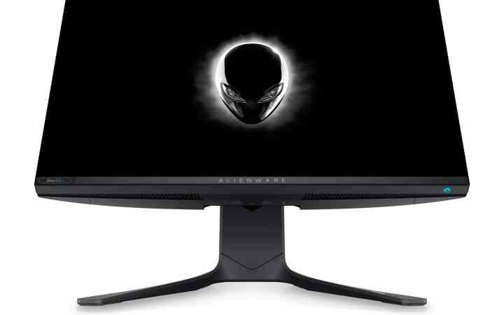 Der Alienware 25 Gaming Monitor AW2521H zeigt das Alienware-Logo auf weißem Hintergrund.