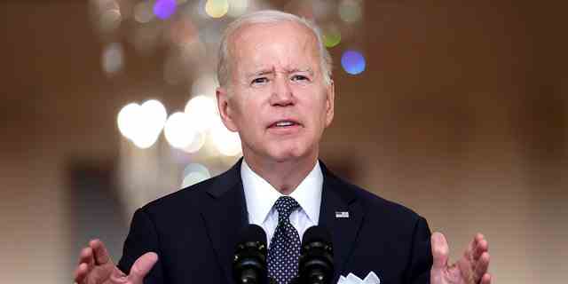 Präsident Joe Biden hält am 2. Juni 2022 in Washington, DC, eine Bemerkung zu den jüngsten Massenerschießungen aus dem Weißen Haus. 