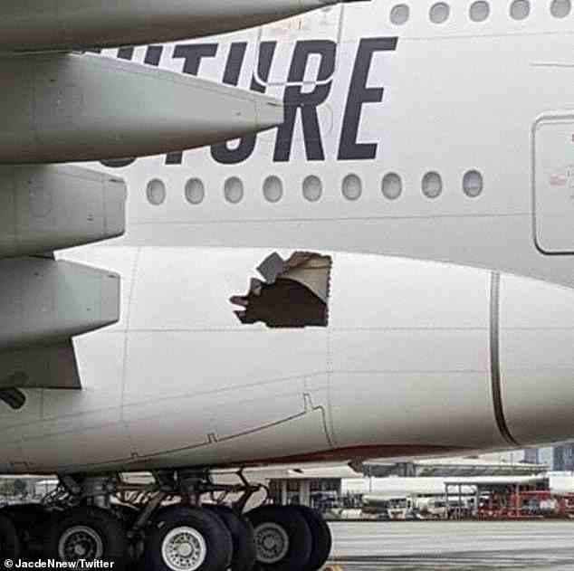 Der Airbus A380 startete am 1. Juli vom Hauptdrehkreuz von Emirates in Dubai und landete, um ein mysteriöses Loch in der Seite des Flugzeugs zu finden