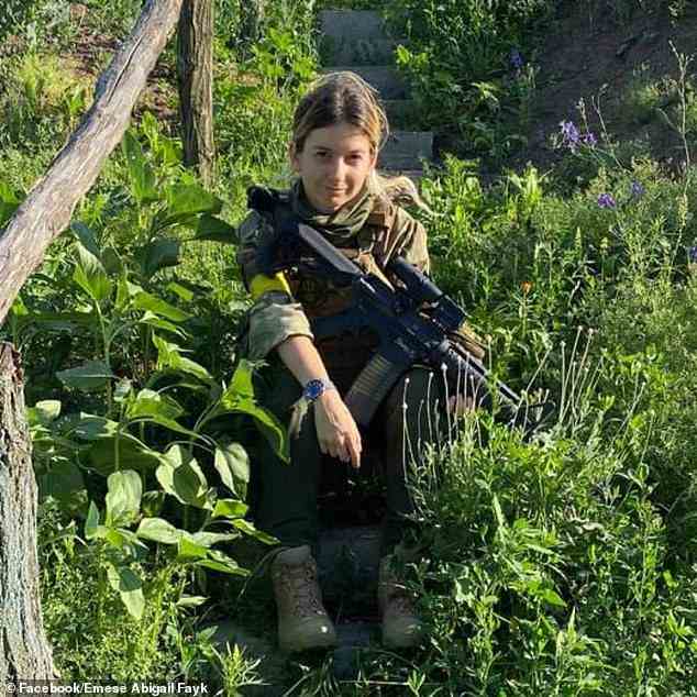 Alleged The Block fraudster Emese Fajk, 30, is in Ukraine fighting the Russian invaders, even appearing in a promotional photo posing with an AR-15 assault rifle