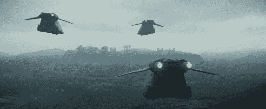 Andor, imperiale Kampfhubschrauber bereiten sich auf die Landung vor