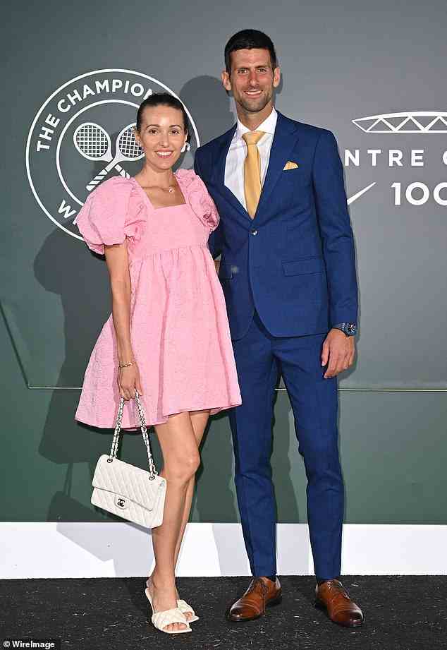 Novak Djokovic und Ehefrau Jelena beim Wimbledon Champions Dinner am 10. Juli