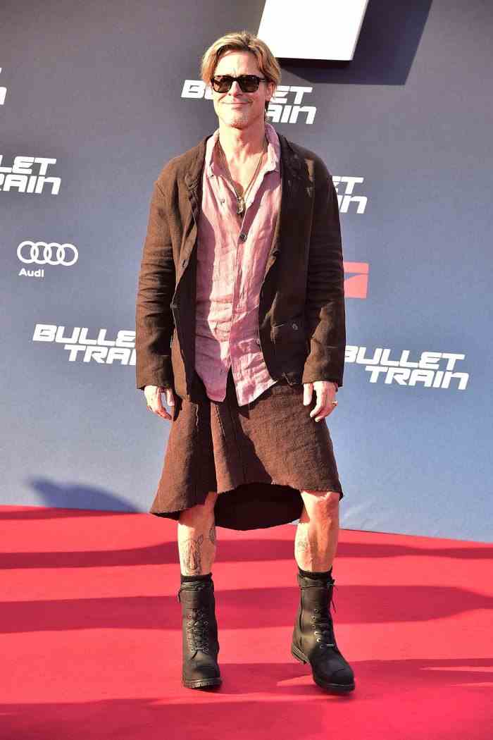 Brad Pitt, warum er Rock trug, Hochgeschwindigkeitszug-Premiere, wir gehen alle sterben