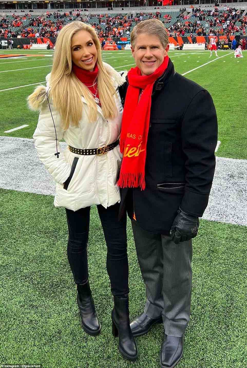 Her dad, Clark, is the owner, chairman, and CEO of the Kansas City Chiefs, while her grandfather, Lamar Hunt, was the founder of the American Football League (AFL) and Major League Soccer (MLS). She is pictured with her dad
