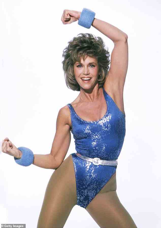 Success: After making a name for herself as an actress, Fonda tackled fitness in 1982 when she released her first workout video, which was a sell-out success; Pictured in 1984