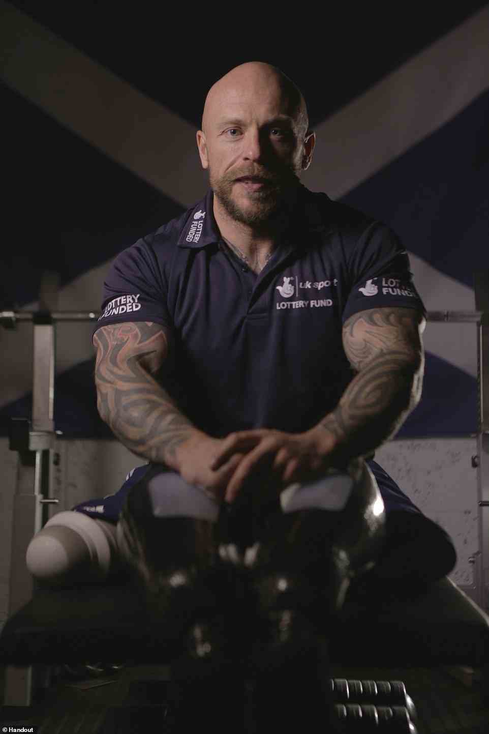 Dr Hawkey said: 'Shorter levers - in this case the arms - means that powerlifters, like Scotland’s para-athlete Micky Yule (pictured), have less distance to move the bar'