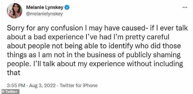 Lynskey stellte später ihre Kommentare auf Twitter klar und sagte, sie beziehe sich nicht auf die Kostümdesignerin und die Maskenbildner, denen Coyote Ugly zugeschrieben wurde