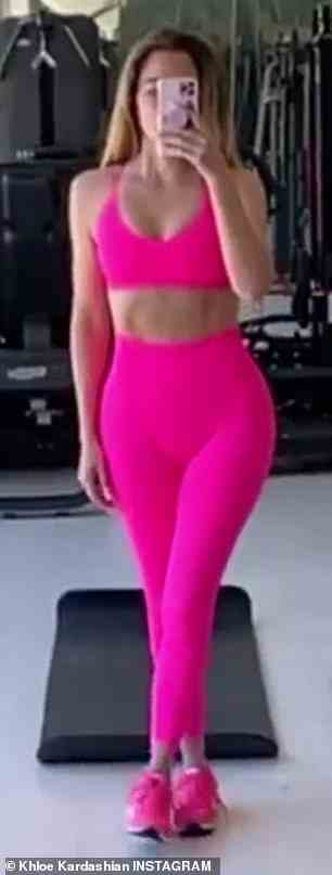 Khloe Kardashian in einem kürzlichen Fitnessstudio-Selfie
