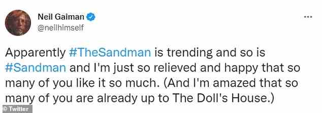 Gaiman twitterte seine Wertschätzung für die Fans, die von der neuen Show geschwärmt haben