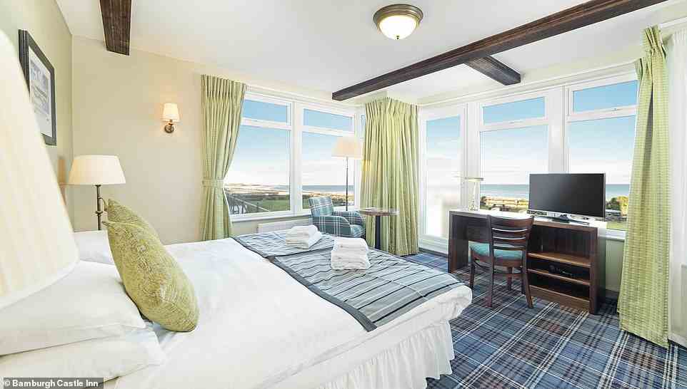 Guests at Bamburgh Castle Inn can fall asleep to 'the peaceful, sleep-inducing sound of the sea and the flash of the famous Longstone lighthouse'