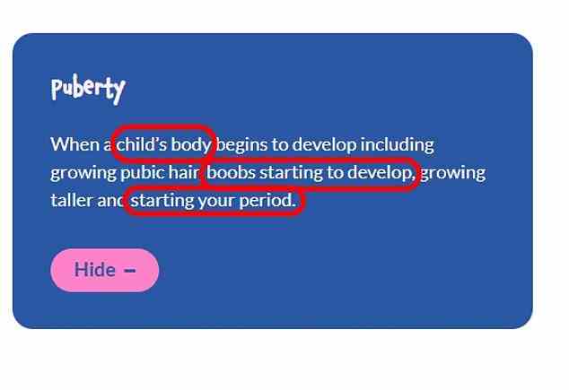 One example of gender neutral language is referring to female puberty as a process that happens to a 'child' rather than a girl