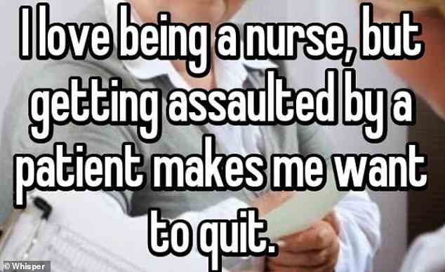 Eines der schrecklicheren Geständnisse, das häufig vorkommt, stammt aus Bobbin Head, New South Wales, Australien, wo eine Krankenschwester sagt, dass sie das Gefühl hat, aufhören zu wollen, nachdem sie von einem Patienten körperlich „angegriffen“ wurde