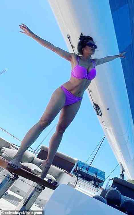 The actress danced on top of a table on a yacht in the pictures while sailing with her billionaire husband, François-Henri Pinault