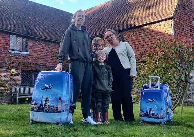 Pictured: Becky, her sister Jenny and her two sons in front of Roy's farmhouse. Roy said he was 'astonished' by the 'plight of single mothers and 'how little money some people have to live on'