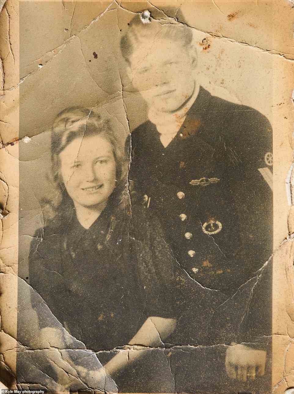 This photograph of an unidentified member of the ship's crew posing with his wife is seen above. Most of the crew members survived, with just three dying during after escaping the vessel