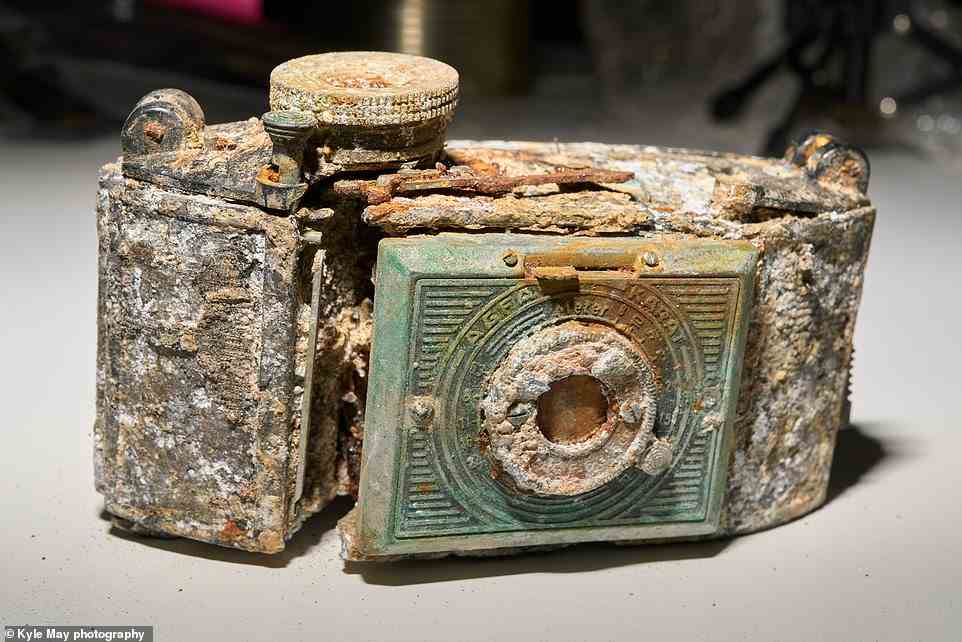 This Agfa Karat 6.3 folding 35mm camera is among two from the vessel that have been photographed after being examined