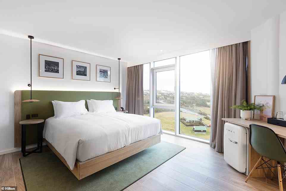 One of the guest rooms at the new Hilton hotel. Double rooms are priced from £153
