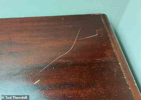 Ted found unsightly scratches on a bedroom table