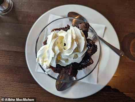 A  'chocolate brownie sundae' dessert. Guests can get a two-course dinner, plus a drink, plus breakfast the following morning for £24.99