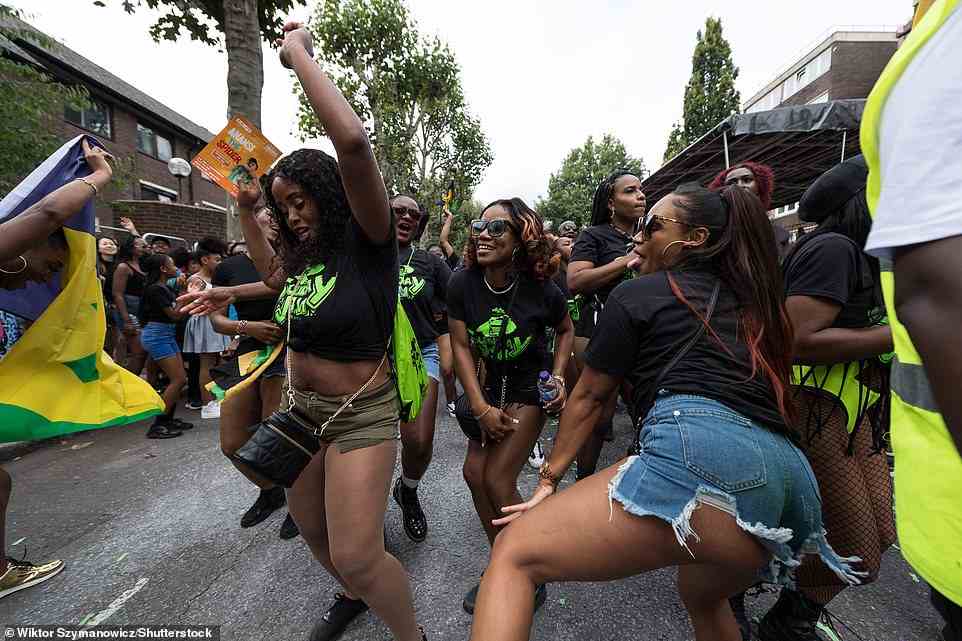 Dancers enjoy themselves at Europe's largest street festival, celebrating African and Caribbean cultures