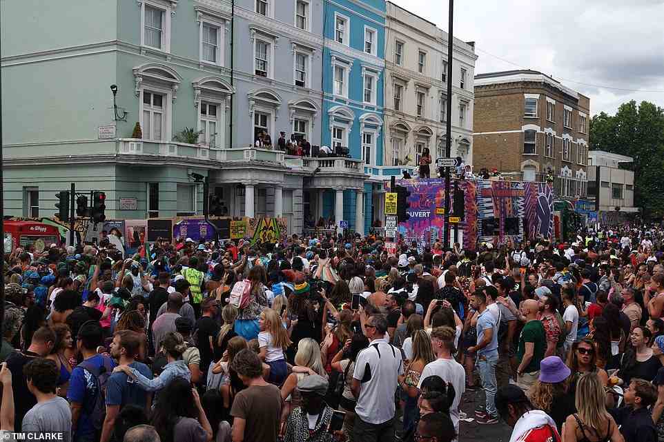 Thousands have gathered in west London to avoid the parade, which is returning for the first time since before the coronavirus pandemic in 2019