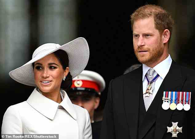 Der Herzog und die Herzogin von Sussex beim Thanksgiving-Gottesdienst in der St. Paul's Cathedral in London am 3. Juni bei ihrem letzten Besuch