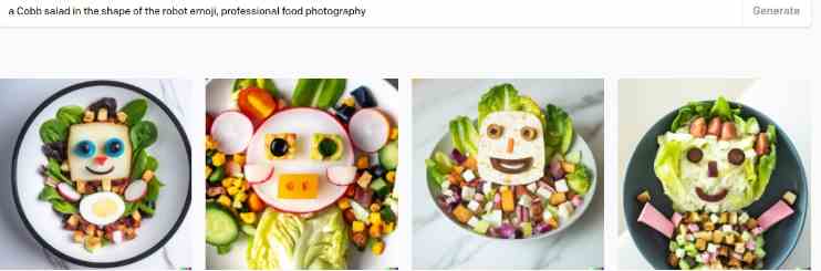 A Cobb salad in the shape of the robot emoji, professional food photography.
