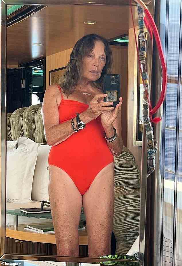 Für Aufsehen sorgen: Diane von Furstenberg zeigte das Ergebnis ihrer Figur in einem Badeanzug-Selfie, das die Fans begeisterte