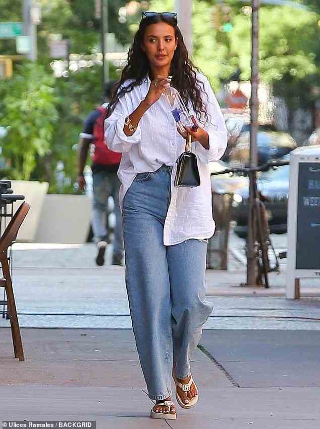Casual: Maya Jama, 28, cut a relaxed figure as she stepped out in New York City on Tuesday, following reports she's one of the frontrunners to replace Laura Whitmore as Love Island host