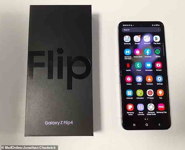 When it's unfolded, the Galaxy Z Flip 4 looks like a standard smartphone - if it weren't for the noticeable crease down its centre