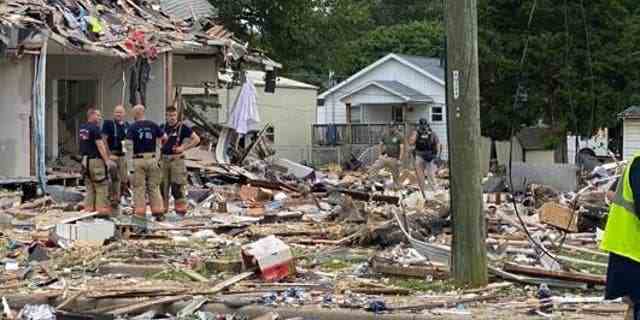 Die Folgen der Hausexplosion in Evansville, Indiana.
