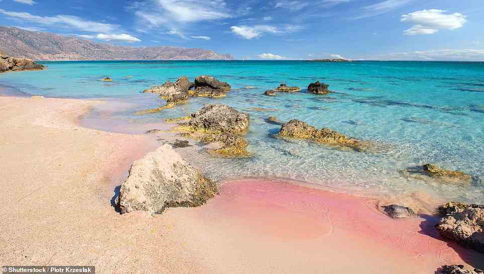 Der rosafarbene Sand am Strand von Elafonisi, der laut Alan „sehr beliebt ist, besonders bei Familien oder nervösen Schwimmern“.