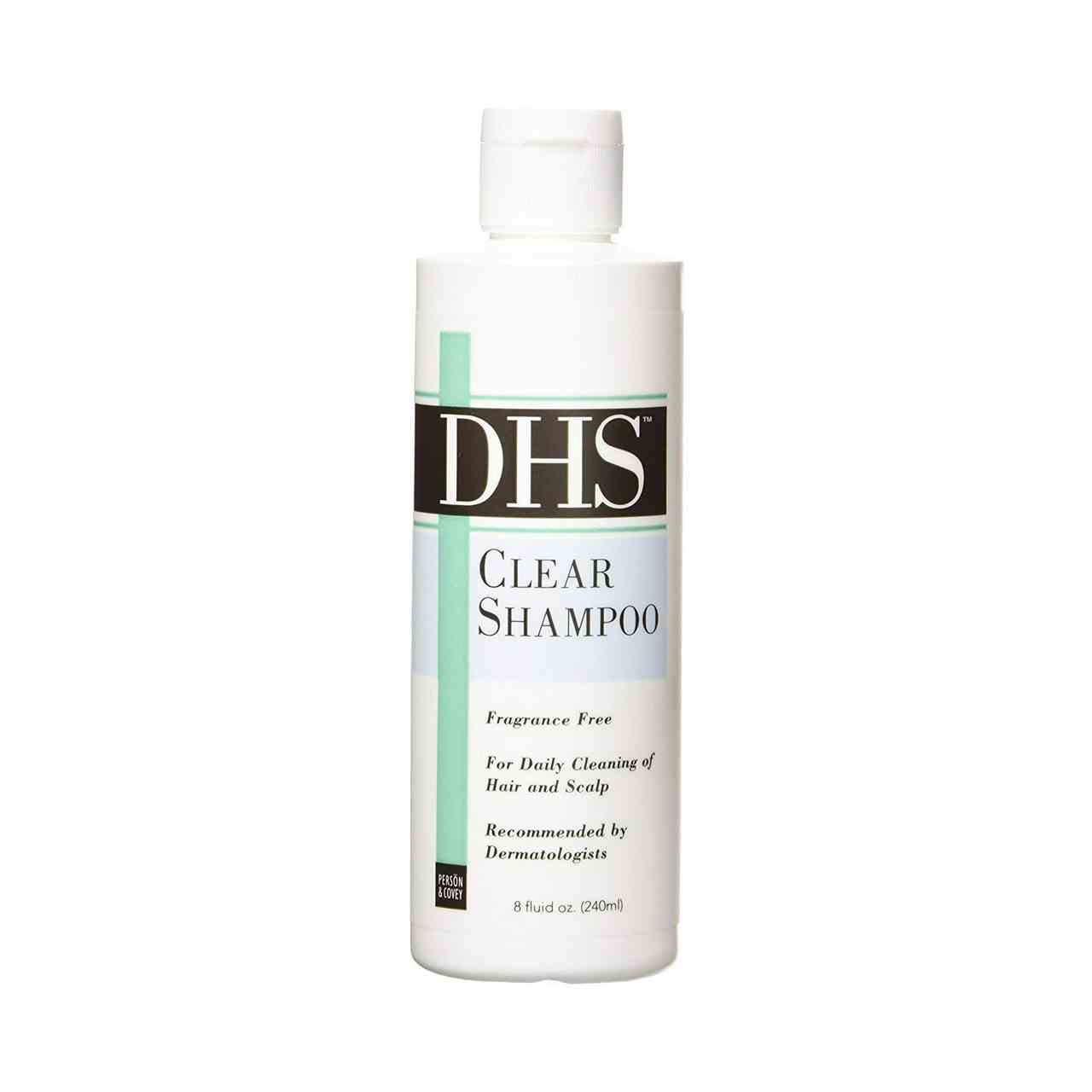 DHS Clear Shampoo weiße Flasche Shampoo auf weißem Hintergrund