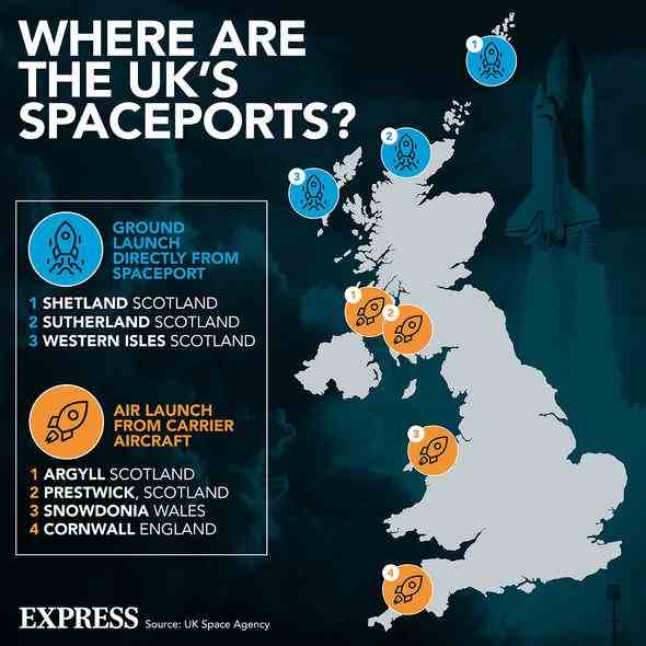 Standort der britischen Weltraumhäfen