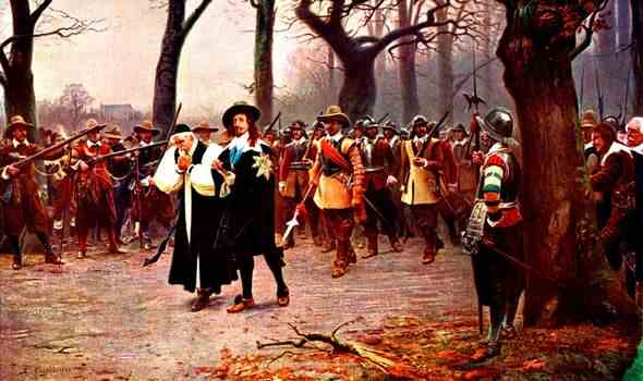 WÜRDIGES ENDE: Karl I. auf dem Weg zur Hinrichtung im Januar 1649