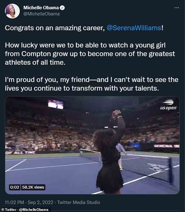 Die ehemalige FLOTUS Michelle Obama leitete am Freitag die Ehrungen für die Tennislegende Serena Williams