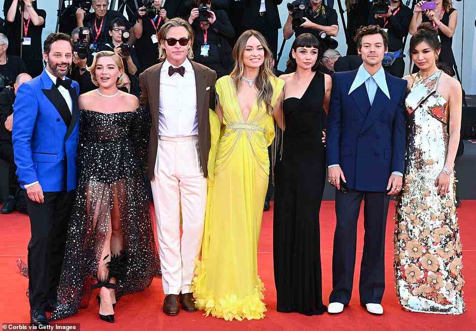 Red carpet pantomime: Florence and Olivia avoided eye contact, and always had someone between them in group shots
