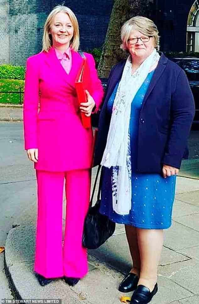 The new Prime Minister pictured in Downing Street in 2019 with her close friend Therese Coffey