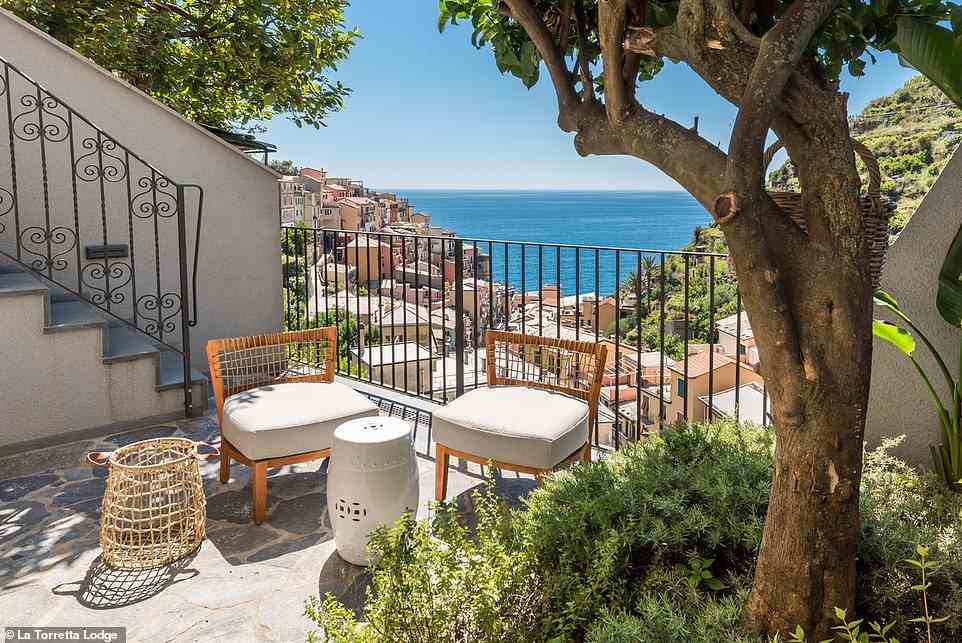 Stay at the stylish La Torretta Lodge above Manarola, where rooms are priced from £370 per night