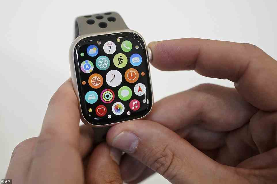 Apple said: 'The redesigned Apple Watch SE [pictured] liefert das Kernerlebnis der Apple Watch zu einem neuen Einstiegspreis.  Apple Watch SE beginnt bei 259 £ oder 249 $