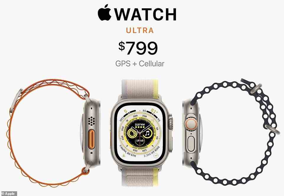 Die Apple Watch Ultra ist eine robuste Smartwatch für „Extremsportler“ mit einem Titangehäuse, das das Display umschließt, und Seitentasten, die auch mit Handschuhen funktionieren